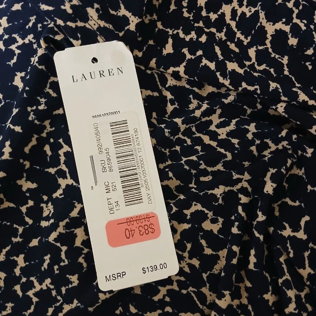 NWT Lauren by Ralph Lauren Midi Sheath Dress 3/4 sleeves - Size 12