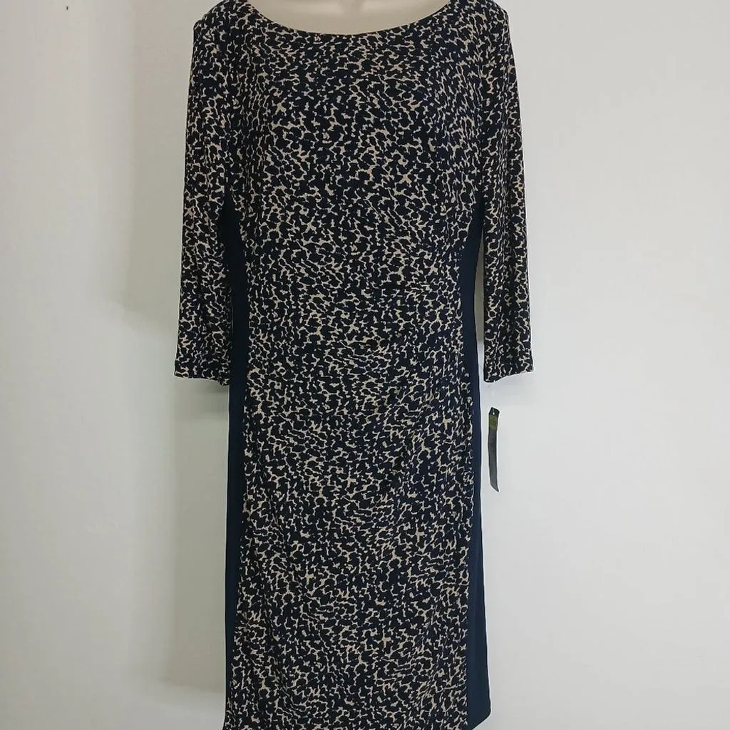 NWT Lauren by Ralph Lauren Midi Sheath Dress 3/4 sleeves - Size 12