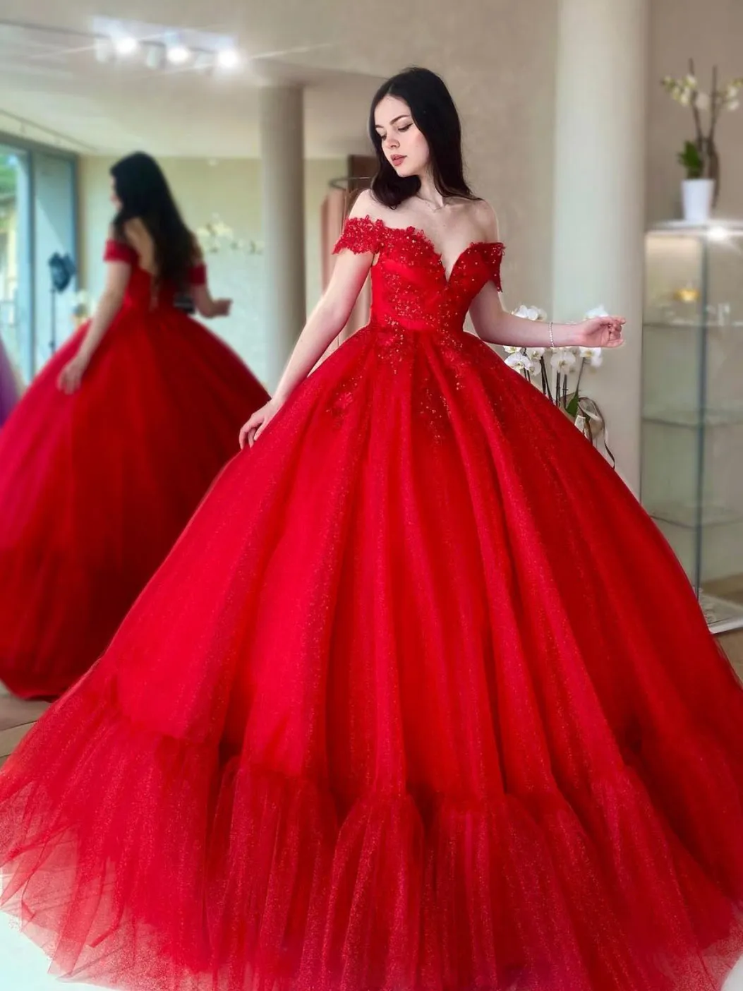 Off Shoulder Red Long Prom Dress, Sweetheart Neck Long Formal Gown