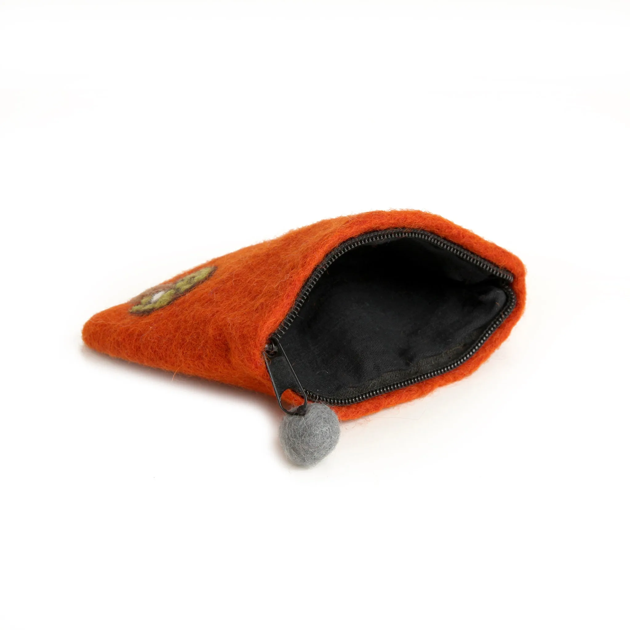 Orange Felt Pouch with Tree design