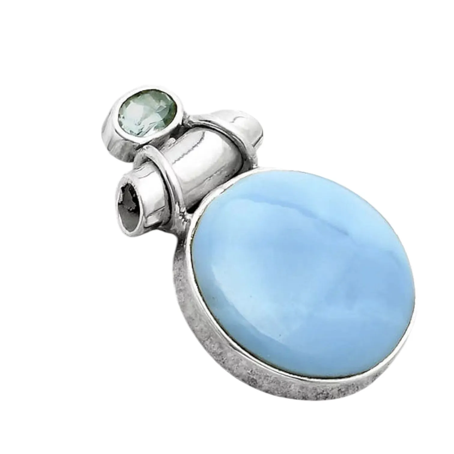Owyhee Opal & Blue Topaz Solid 925 Sterling Silver Pendant