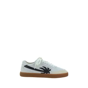 Palm Angels Men White Sneakers Leather Lace Up Embossed Logo Trainer Shoes EU 40