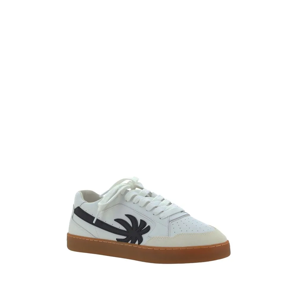 Palm Angels Men White Sneakers Leather Lace Up Embossed Logo Trainer Shoes EU 40