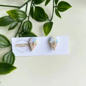 Pastel Ice Cream Cone Clay Polymer Earrings