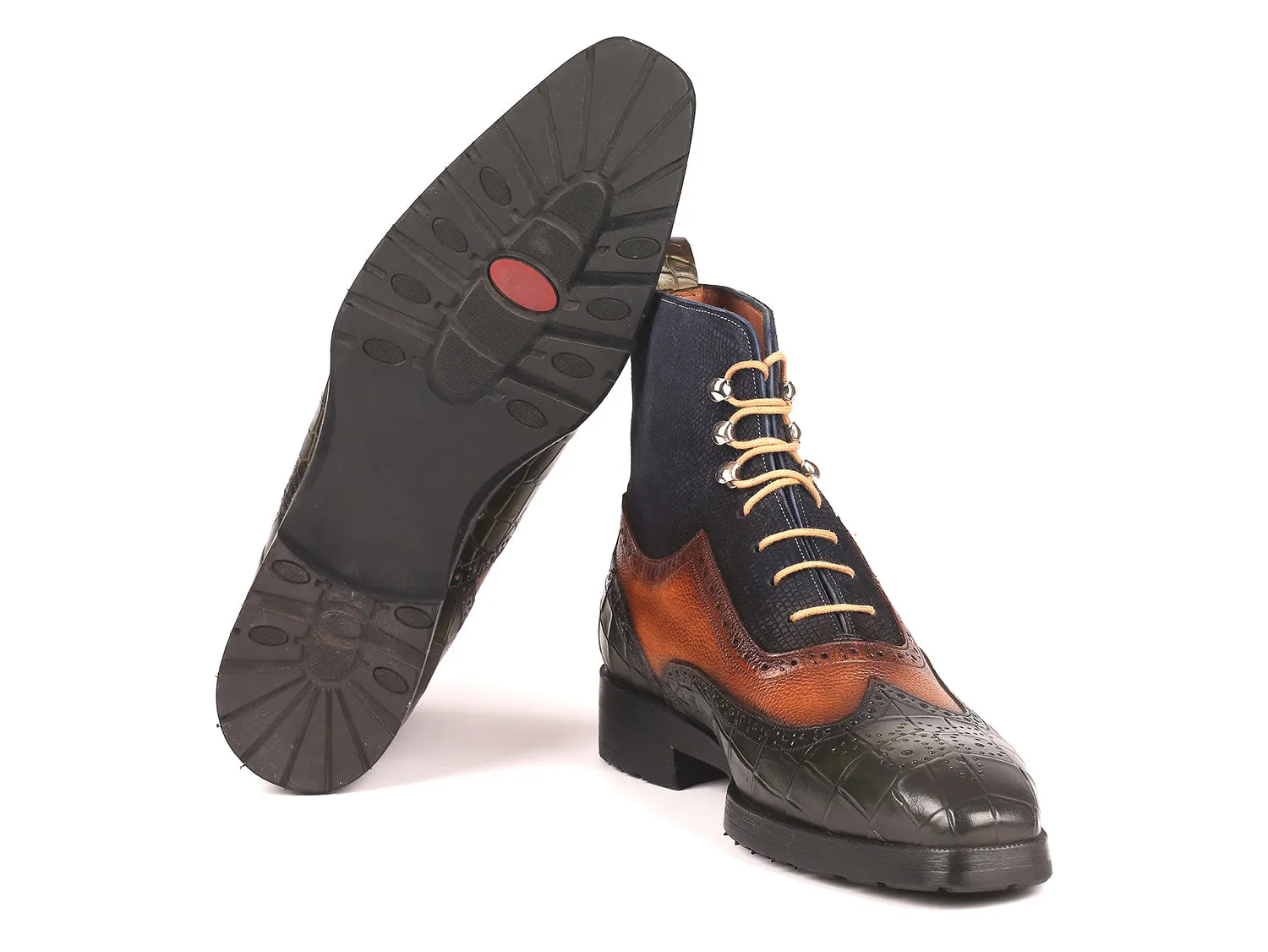 Paul Parkman Three-Tone Wingtip Boots - Rubber Sole