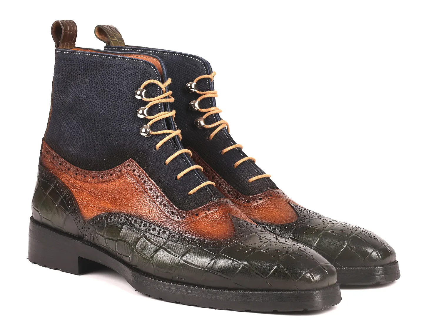 Paul Parkman Three-Tone Wingtip Boots - Rubber Sole