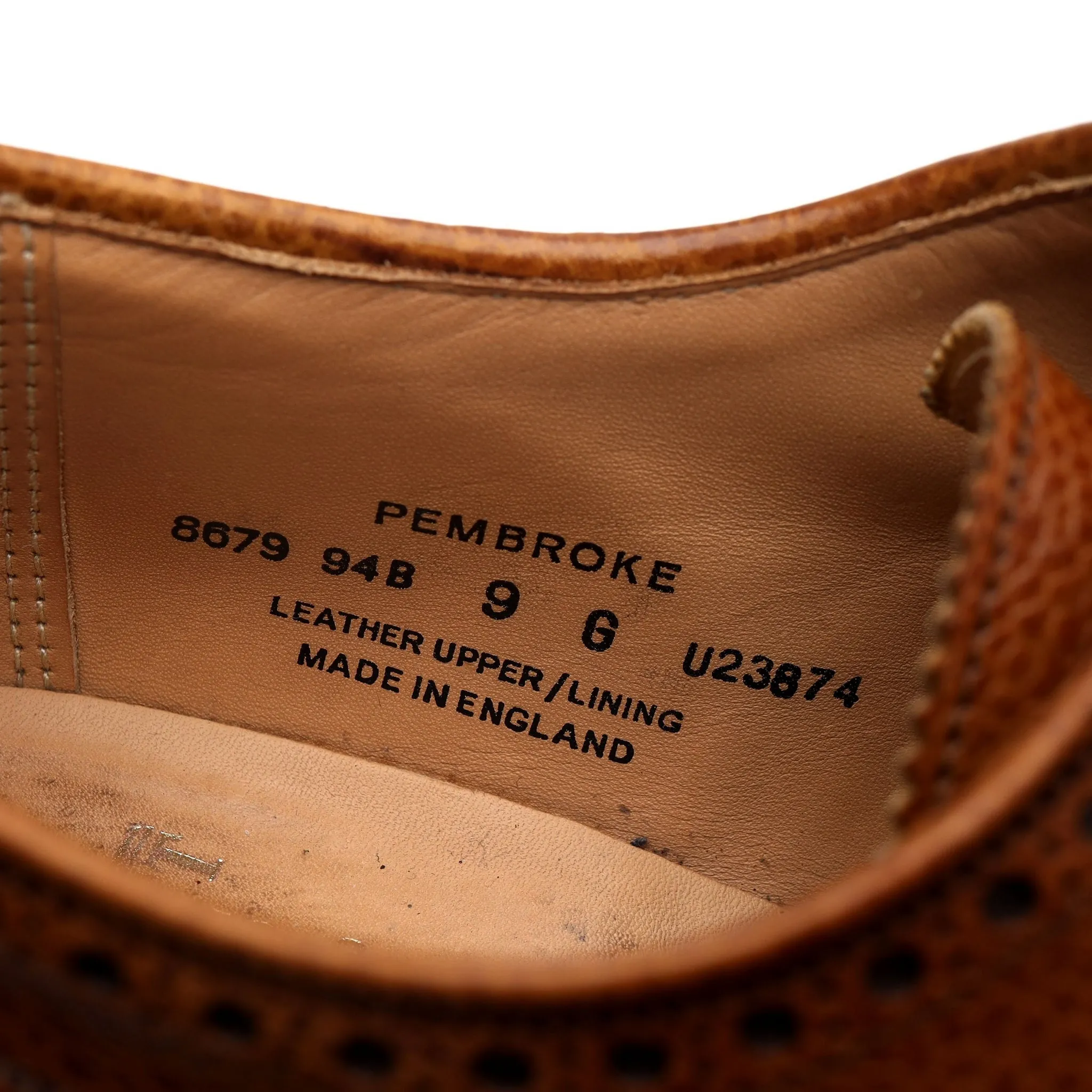 'Pembroke' Tan Brown Grain Leather Derby Brogues UK 9 G