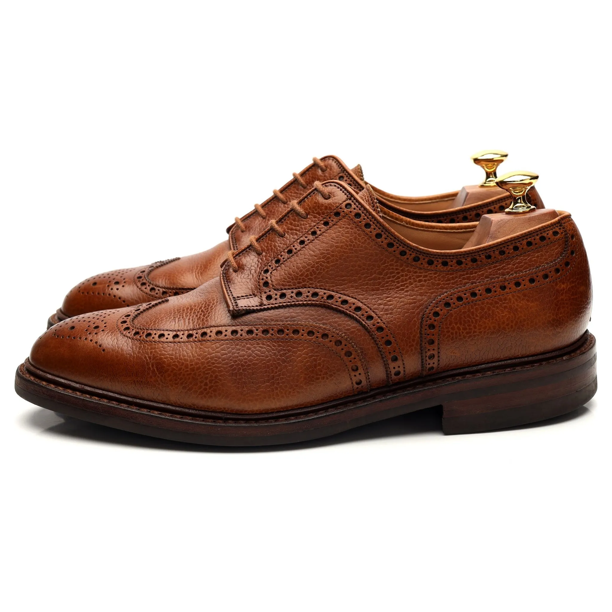 'Pembroke' Tan Brown Grain Leather Derby Brogues UK 9 G