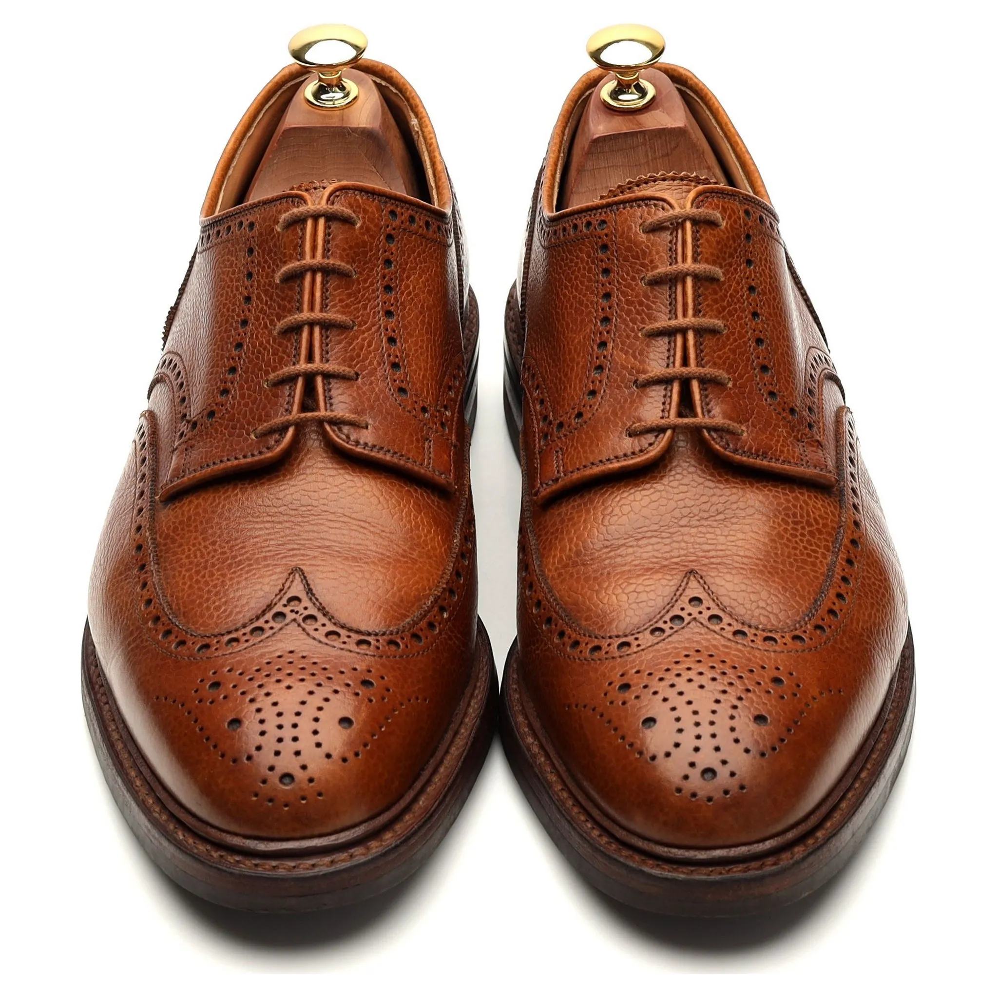 'Pembroke' Tan Brown Grain Leather Derby Brogues UK 9 G