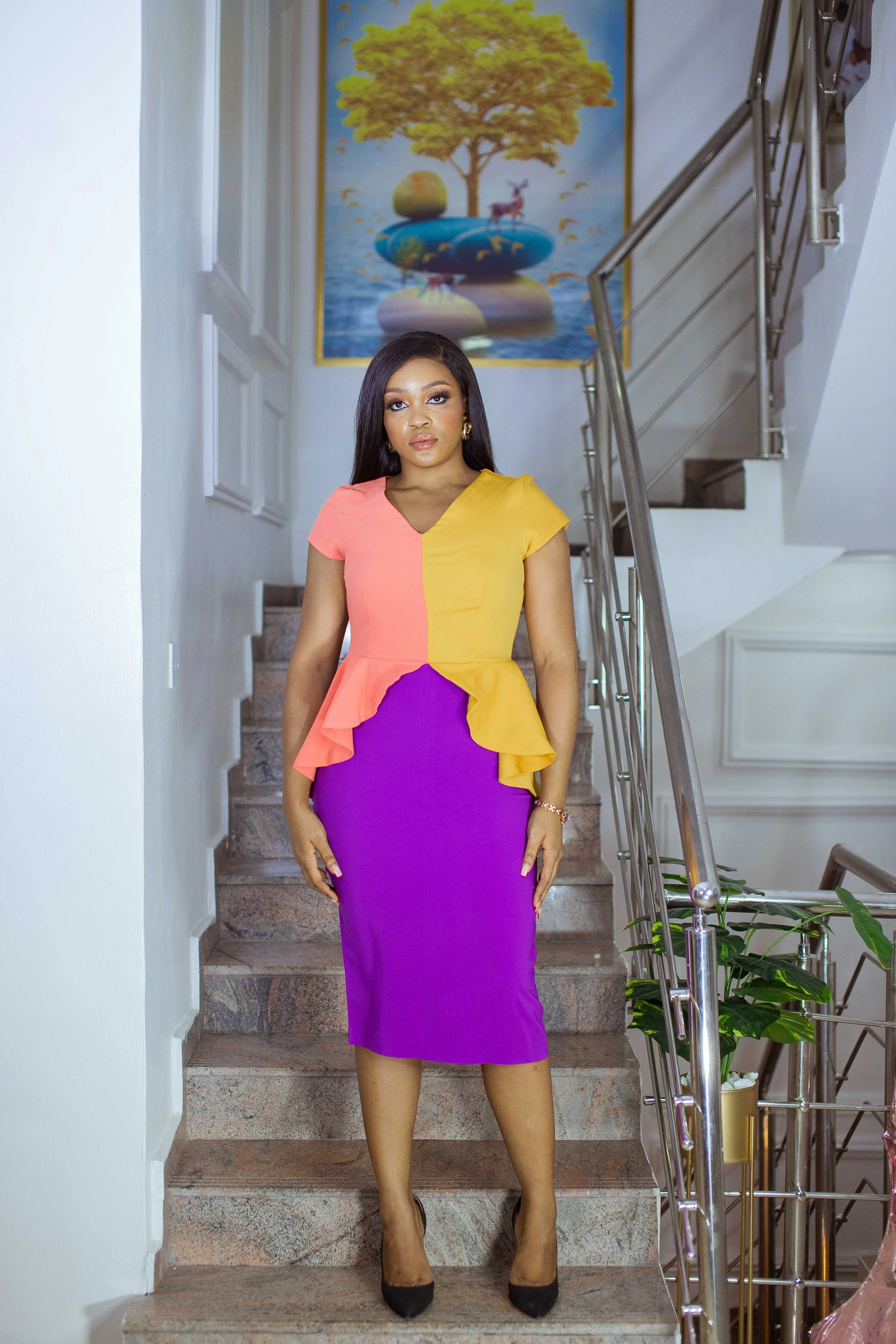 Peplum Colorblock Dress