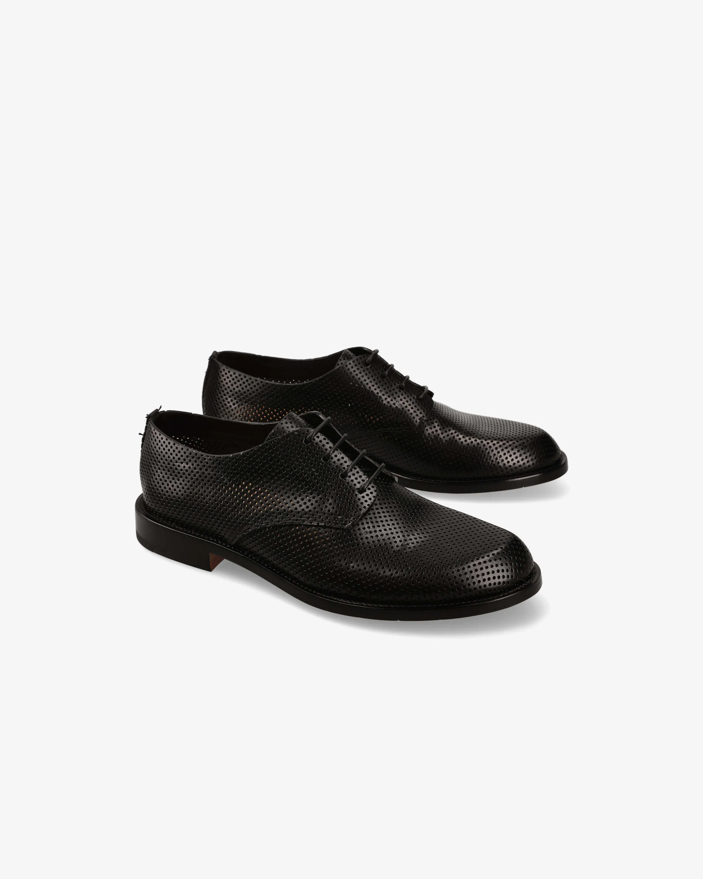 Perforated Leather Derby with Leather Sole 32250A