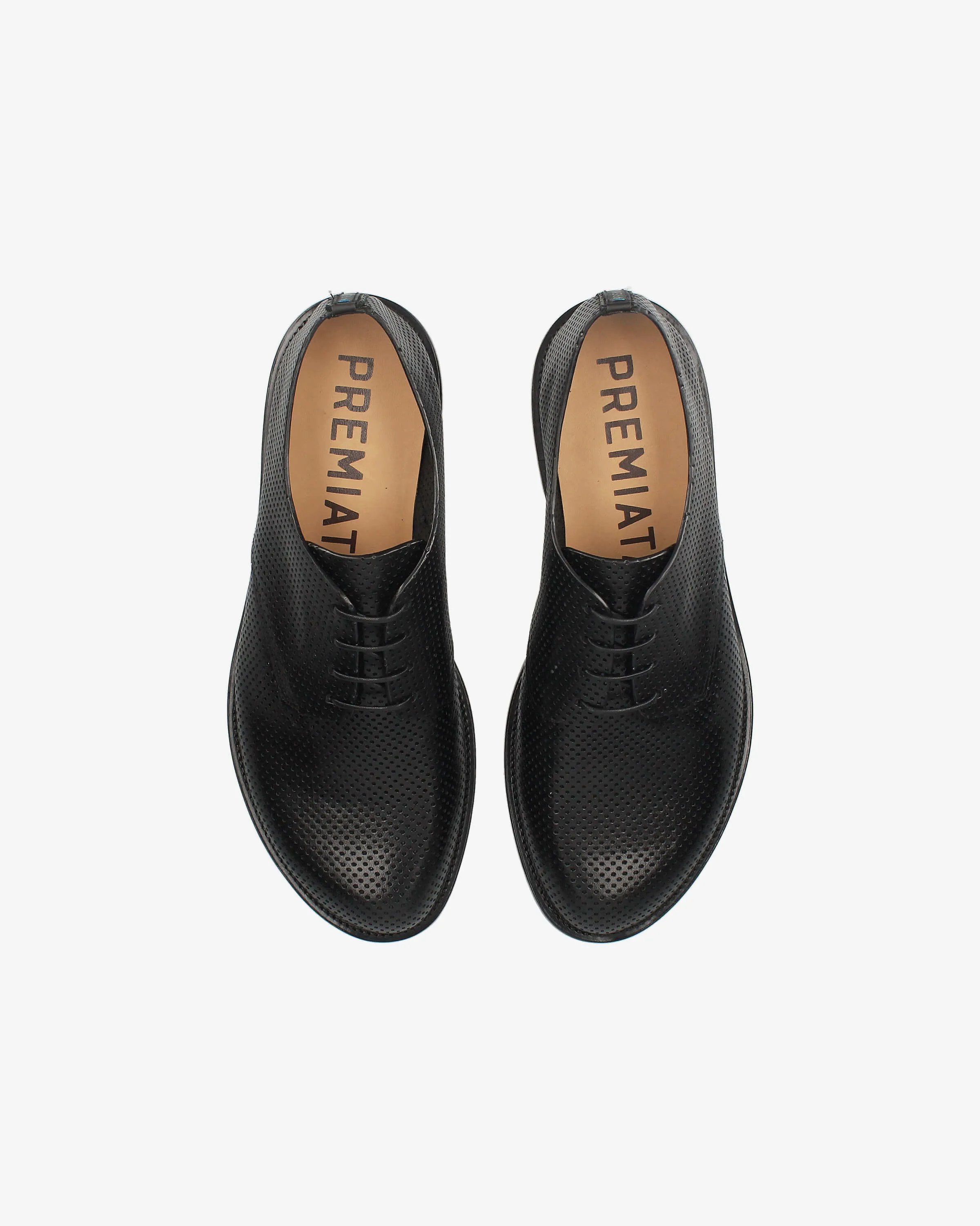 Perforated Leather Derby with Leather Sole 32250A