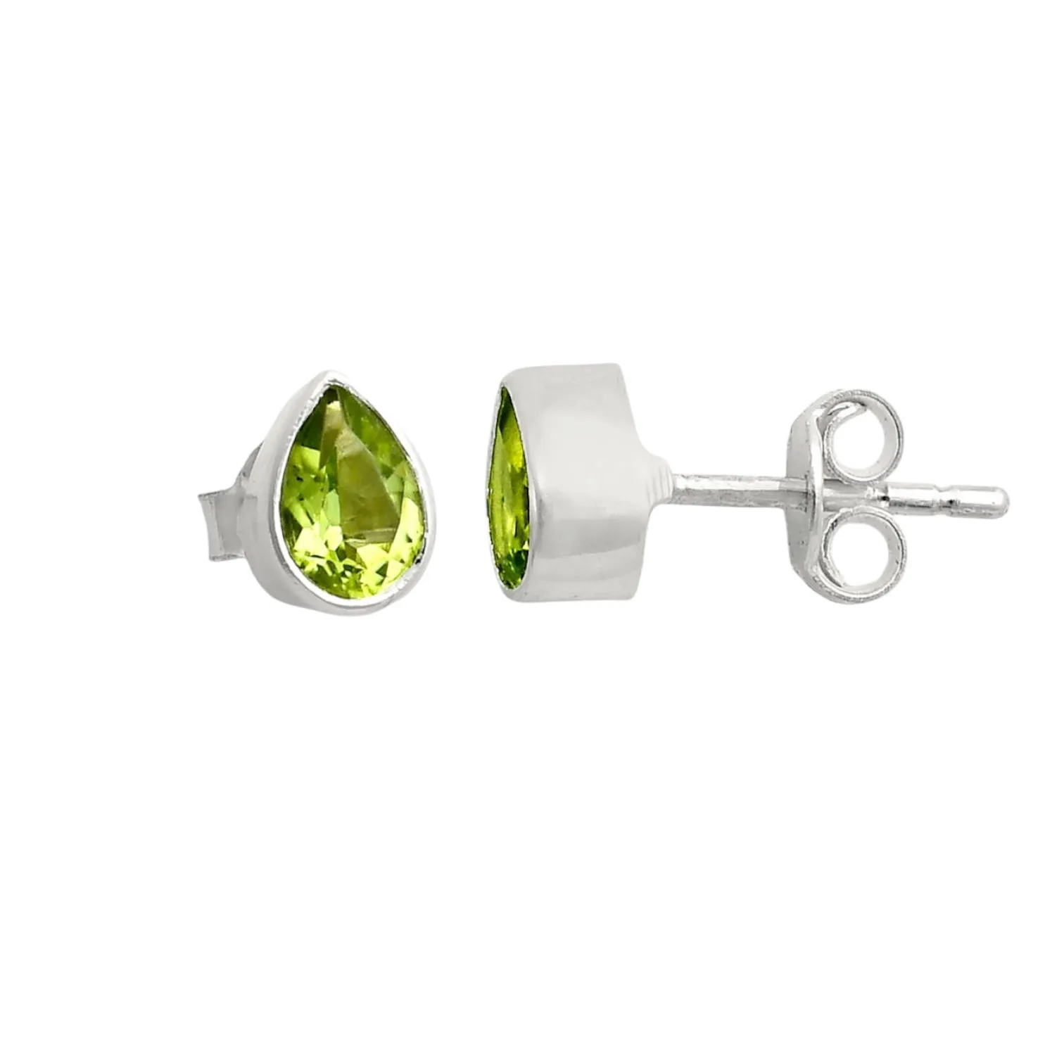 Peridot Solid 925 Sterling Silver stud Earrings