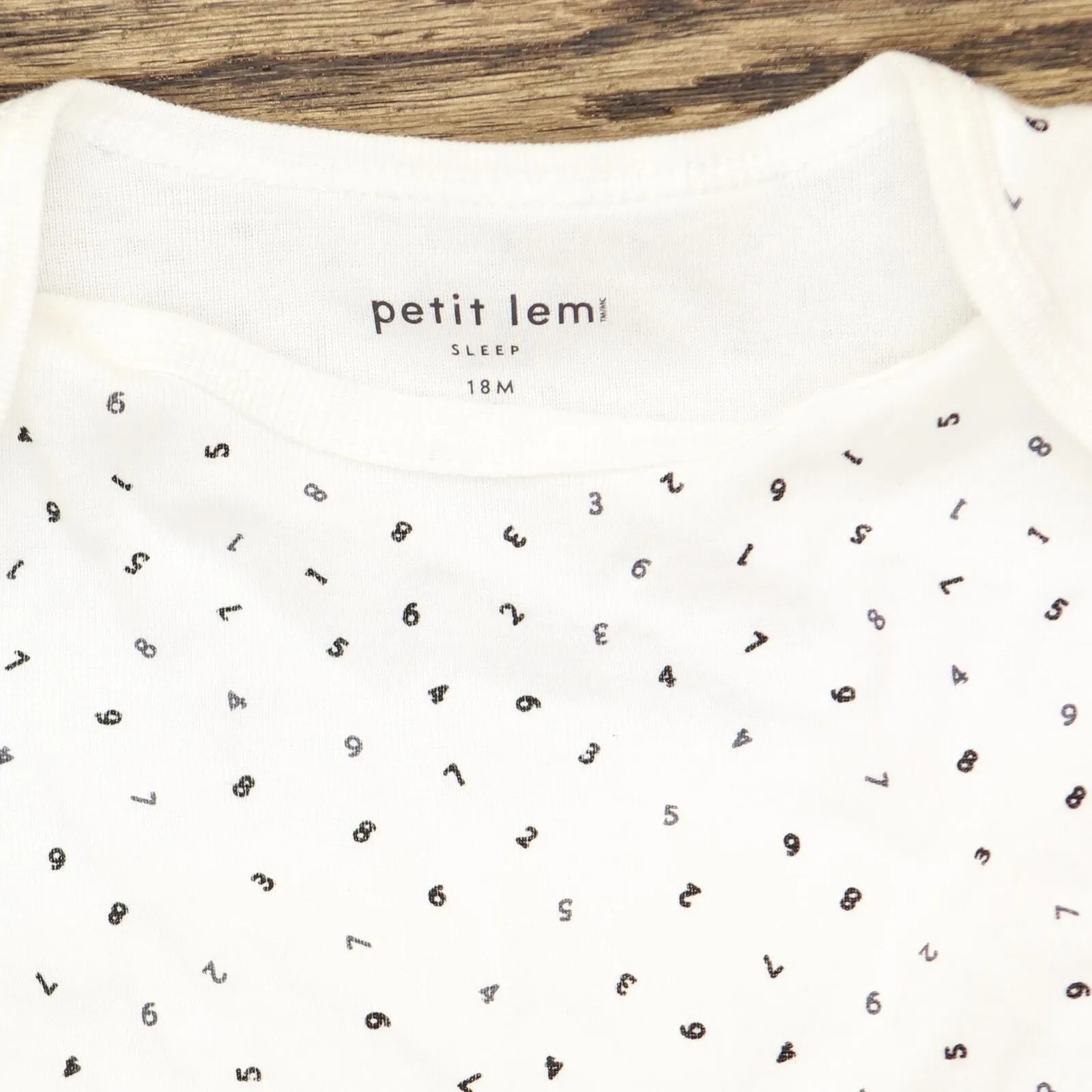 Petit Lem Womens Unisex Cotton Bodysuit White Numbers 18M