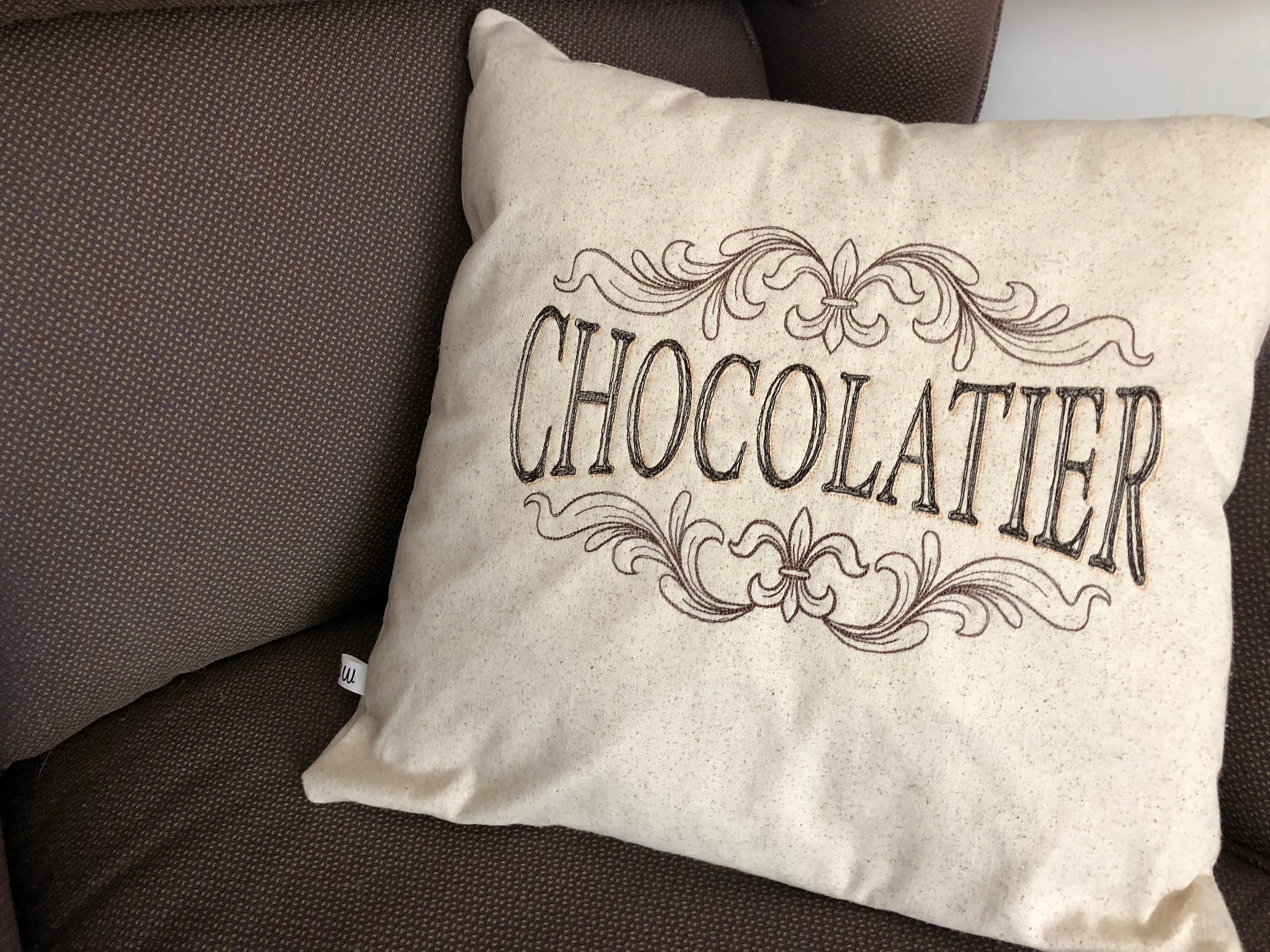 Pillow Cover Embroidered "Chocolatier" | stitchywoman.net