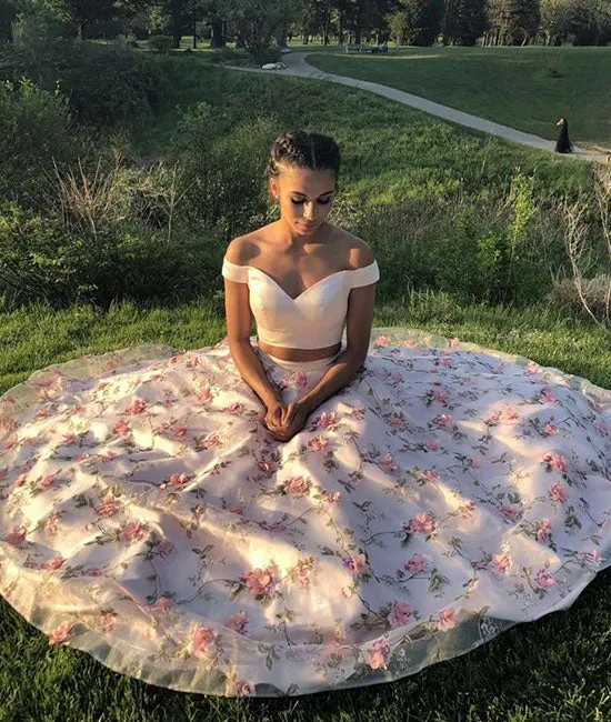 Pink 3d applique tulle long prom dress, pink evening dress