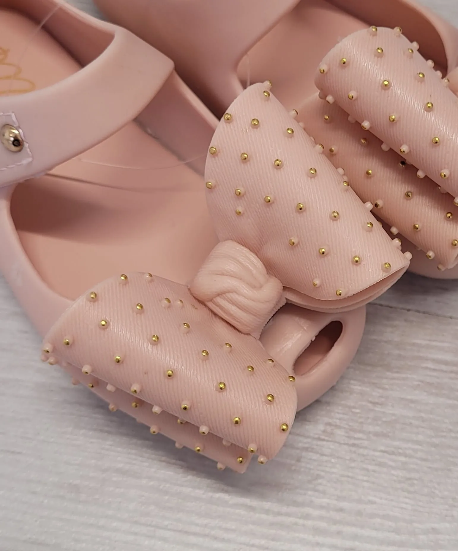 Pink bow jelly shoes