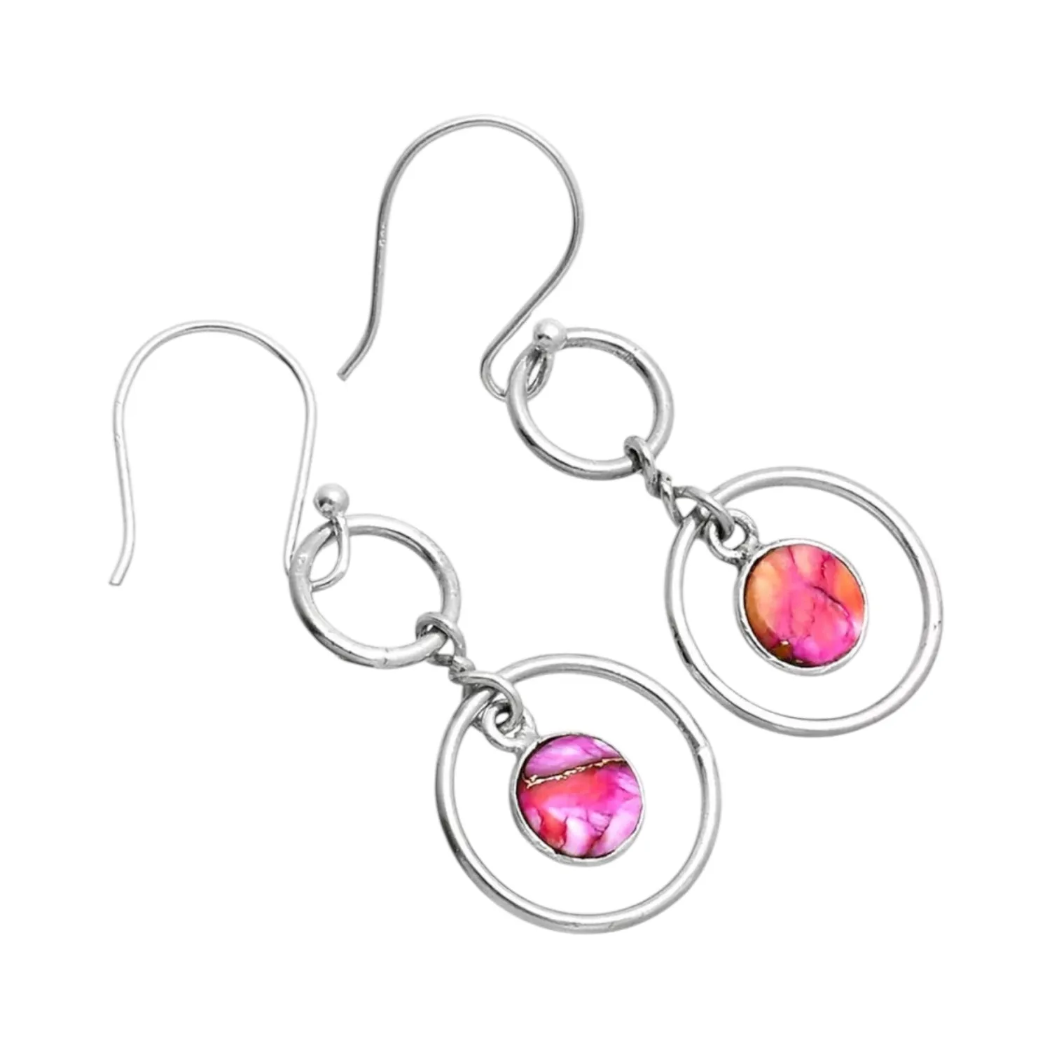 Pink Dahlia Solid 925 Sterling Silver Earrings