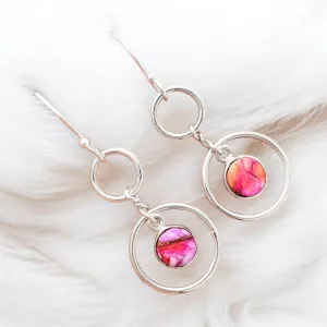 Pink Dahlia Solid 925 Sterling Silver Earrings