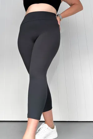 Plain Charcoal - Casual - Capri Leggings