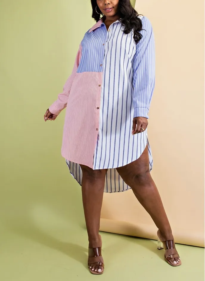 Plus Printed Shirt Dress