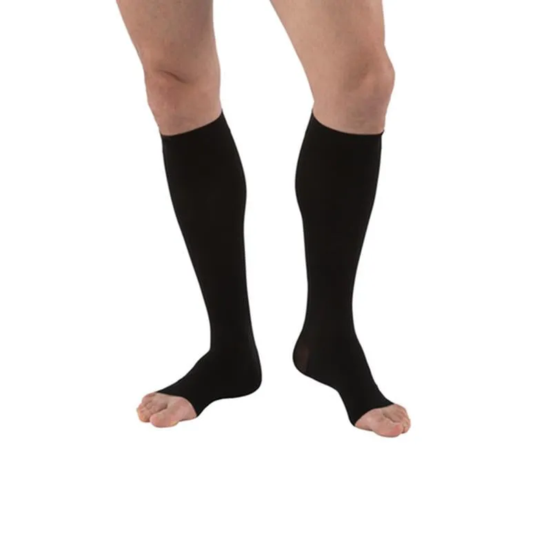 PR/1 JOBST MEDICAL LEG WEAR, MEN, RIBBED, KNEE HIGH, 30-40MMHG, SM, BLACK, OPEN TOE