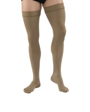 PR/1 JOBST MEDICAL LEG WEAR, MEN, RIBBED, THIGH HIGH W/SIL DOT BAND, 15-20MMHG, LG, KHAKI, CLOSED TOE
