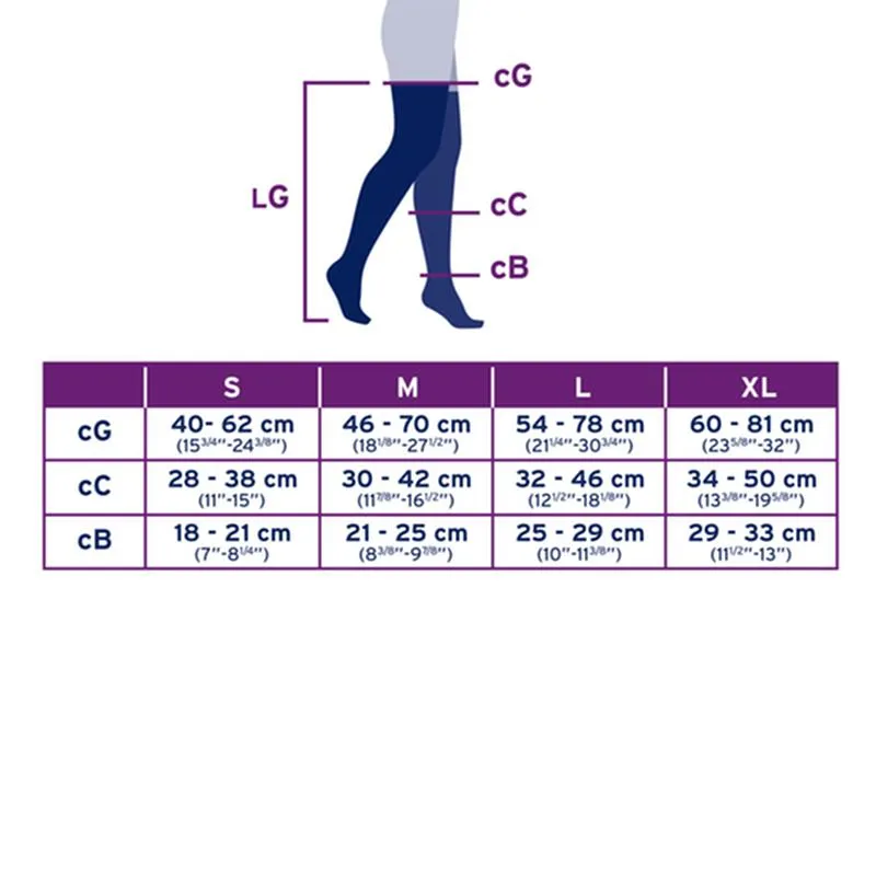 PR/1 JOBST MEDICAL LEG WEAR, MEN, RIBBED, THIGH HIGH W/SIL DOT BAND, 30-40MMHG, SM, BLACK, CLOSED TOE