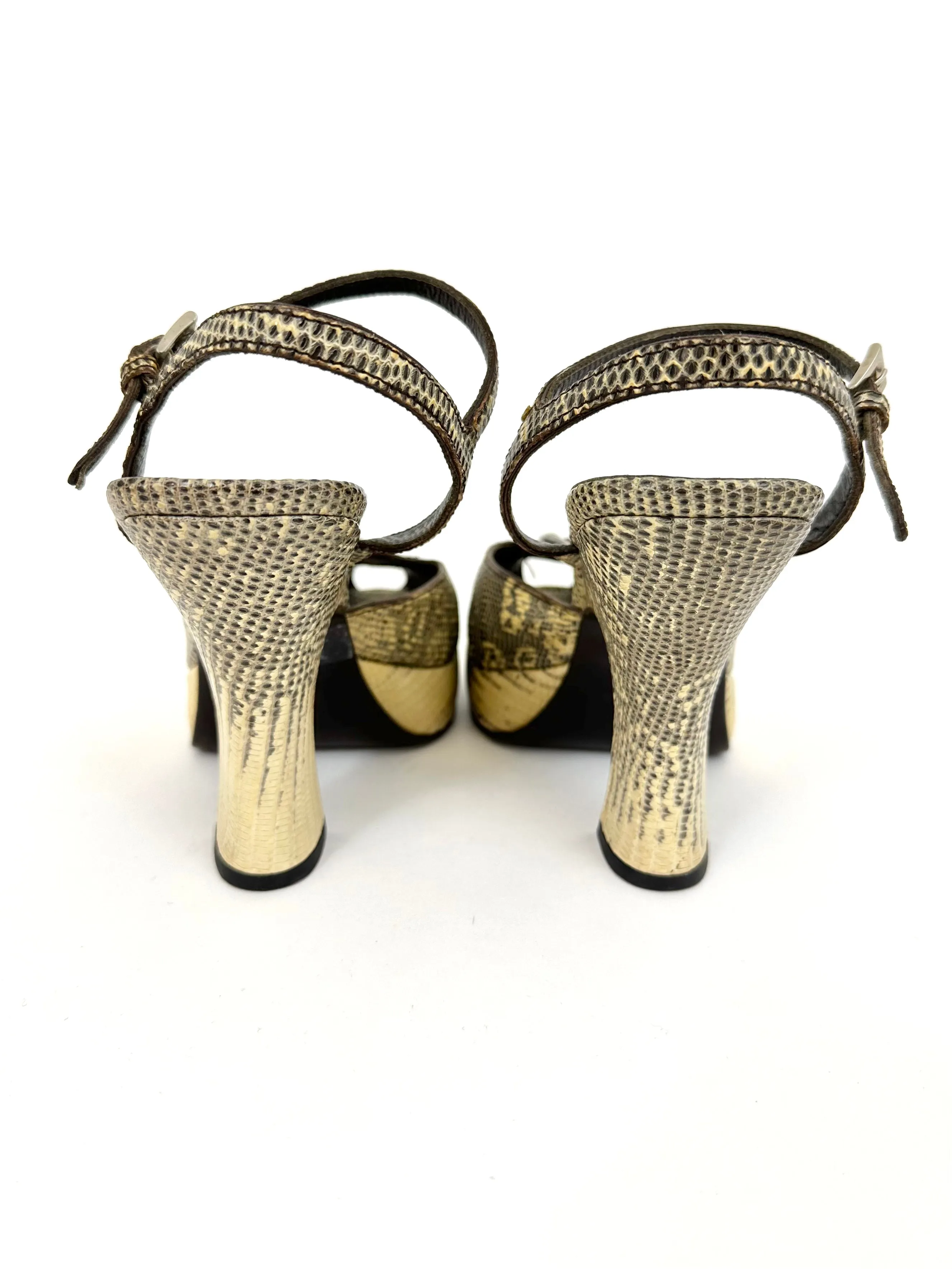 Prada Embossed Buckle Platforms