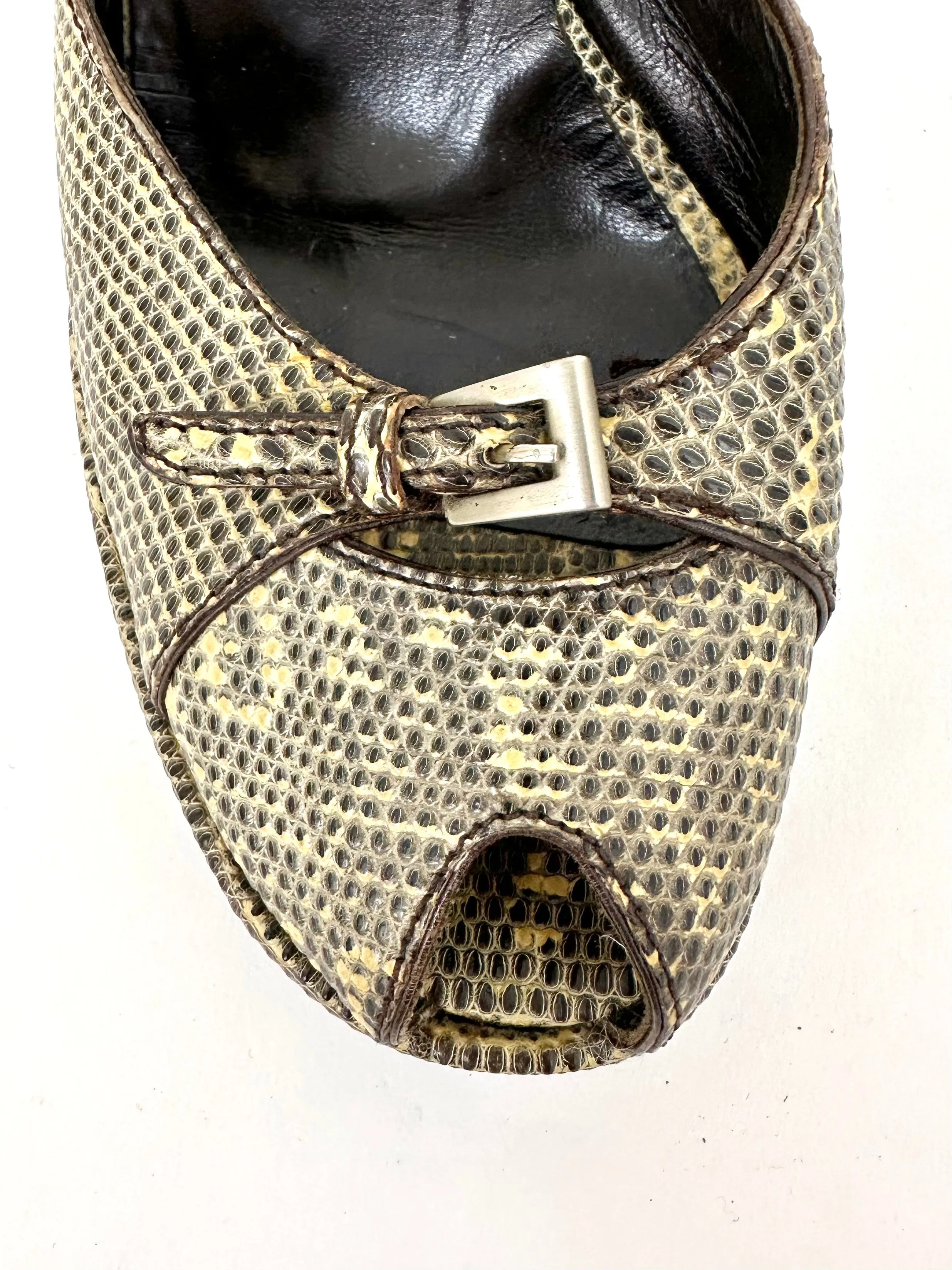 Prada Embossed Buckle Platforms