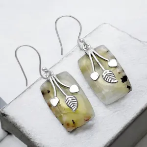 Prehnite Solid 925 Sterling Silver Earrings