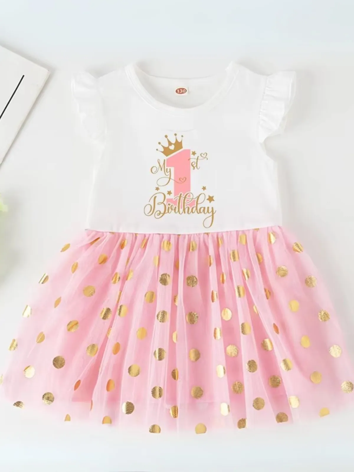 Princess 2 Year Old Birthday Tutu Dress with Golden Accents
