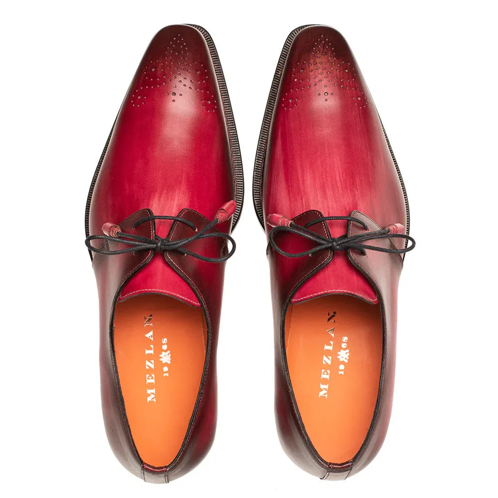 Principe Patina Leather Derby Burgundy/Red By Mezlan Made In Spain Brand