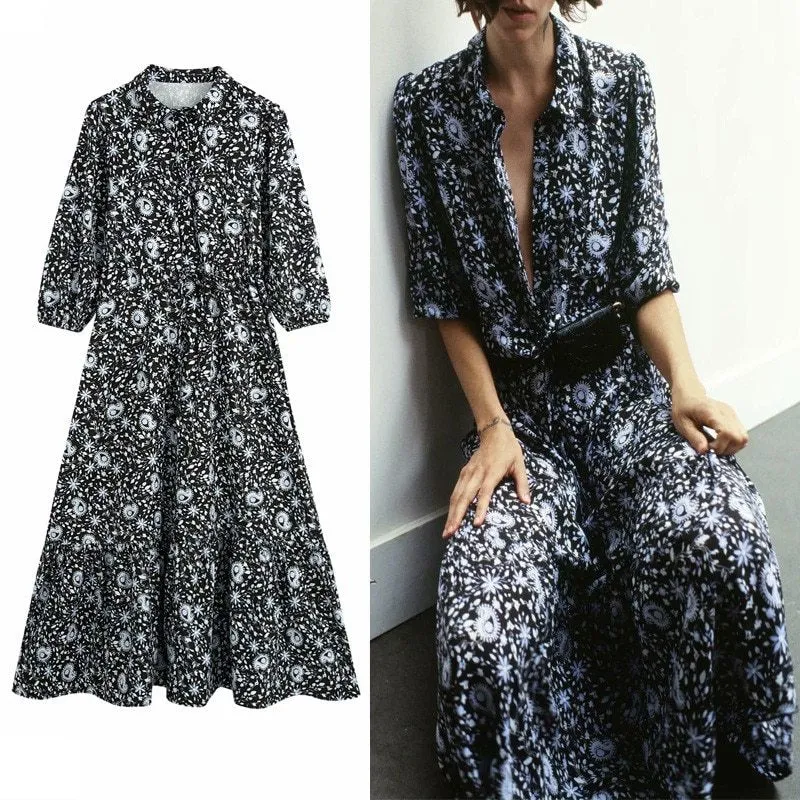 Printed shirt dress