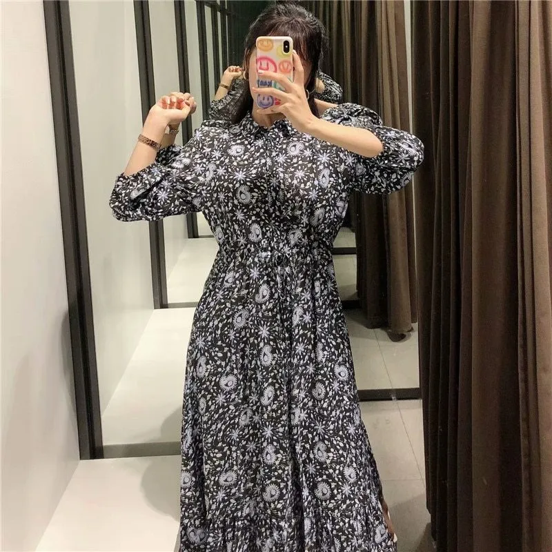 Printed shirt dress
