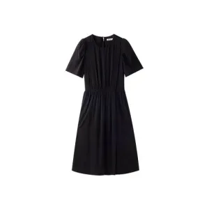 Puff Sleeve Pink Purple Black Design Short Sleeve A Swing Dress