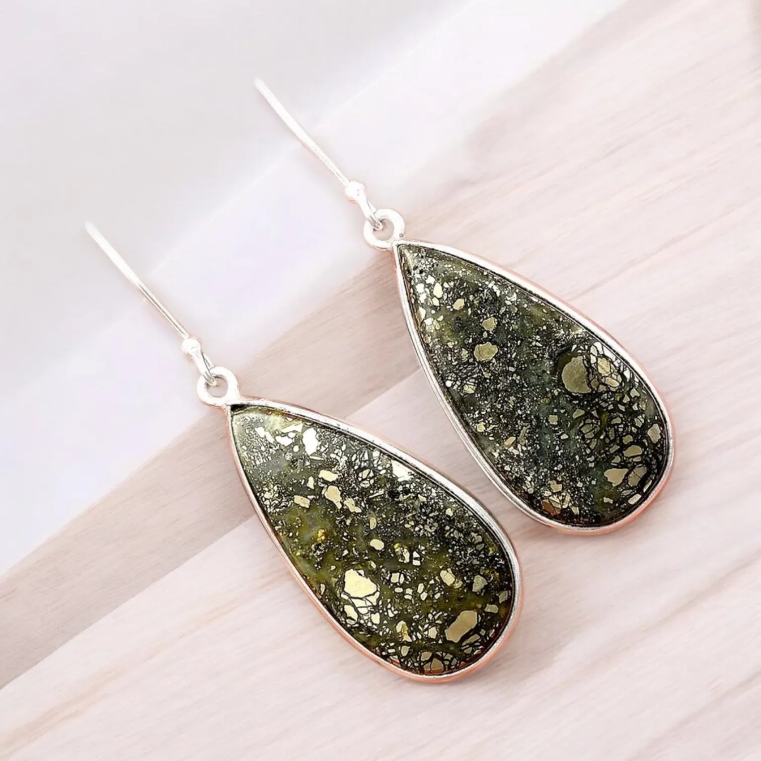Pyrite Solid 925 Sterling Silver Earrings