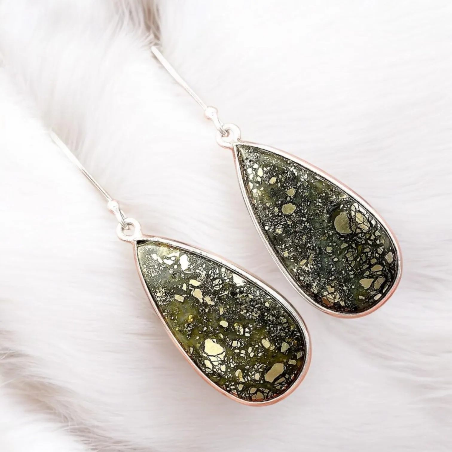 Pyrite Solid 925 Sterling Silver Earrings