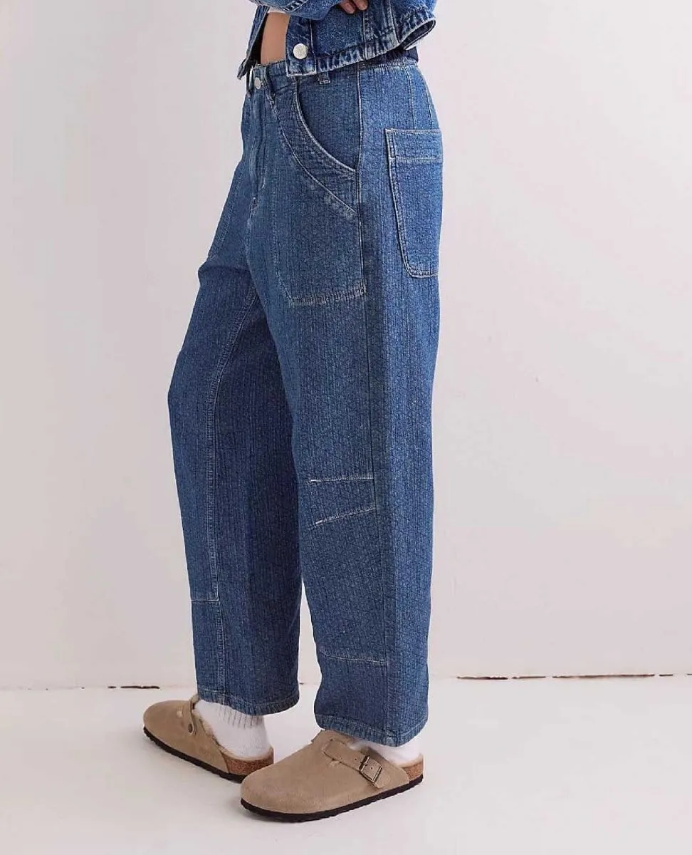Quilted Loose Jeans Midnight Voyage