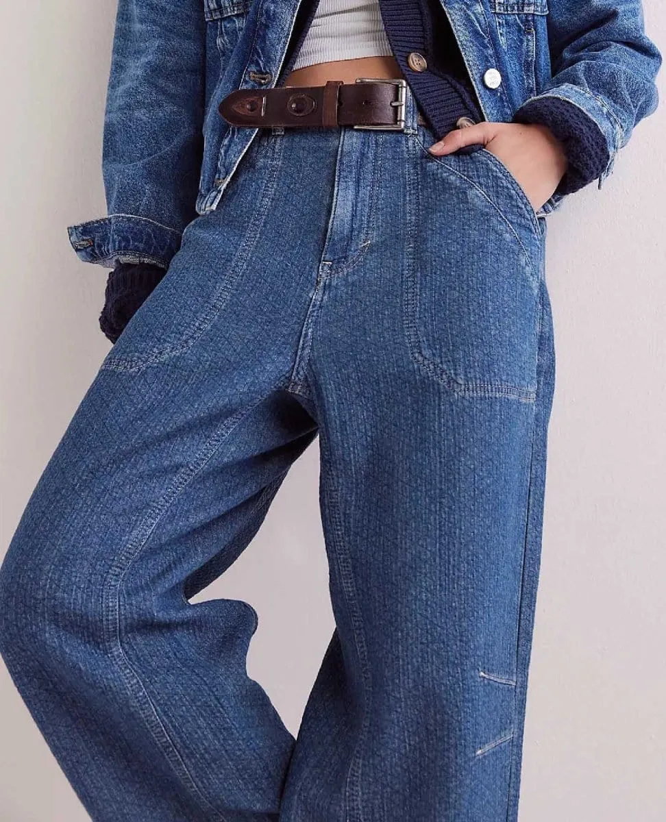 Quilted Loose Jeans Midnight Voyage