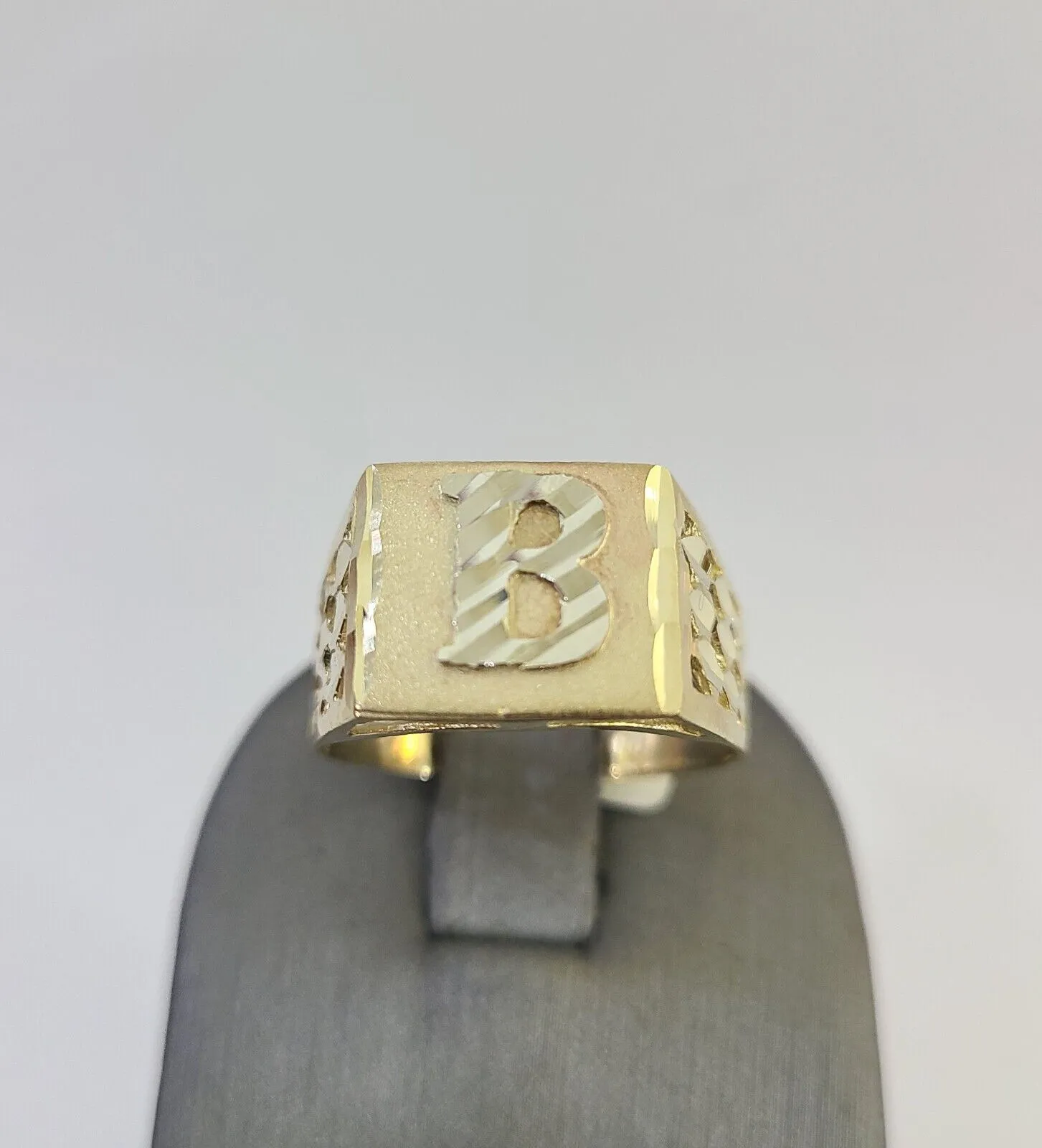 Real 10k Initial B Casual Ring Alphabet Yellow Gold 10kt Genuine