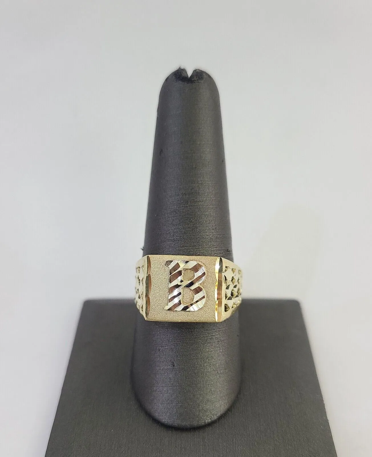 Real 10k Initial B Casual Ring Alphabet Yellow Gold 10kt Genuine
