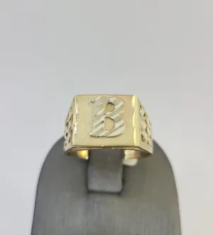 Real 10k Initial B Casual Ring Alphabet Yellow Gold 10kt Genuine