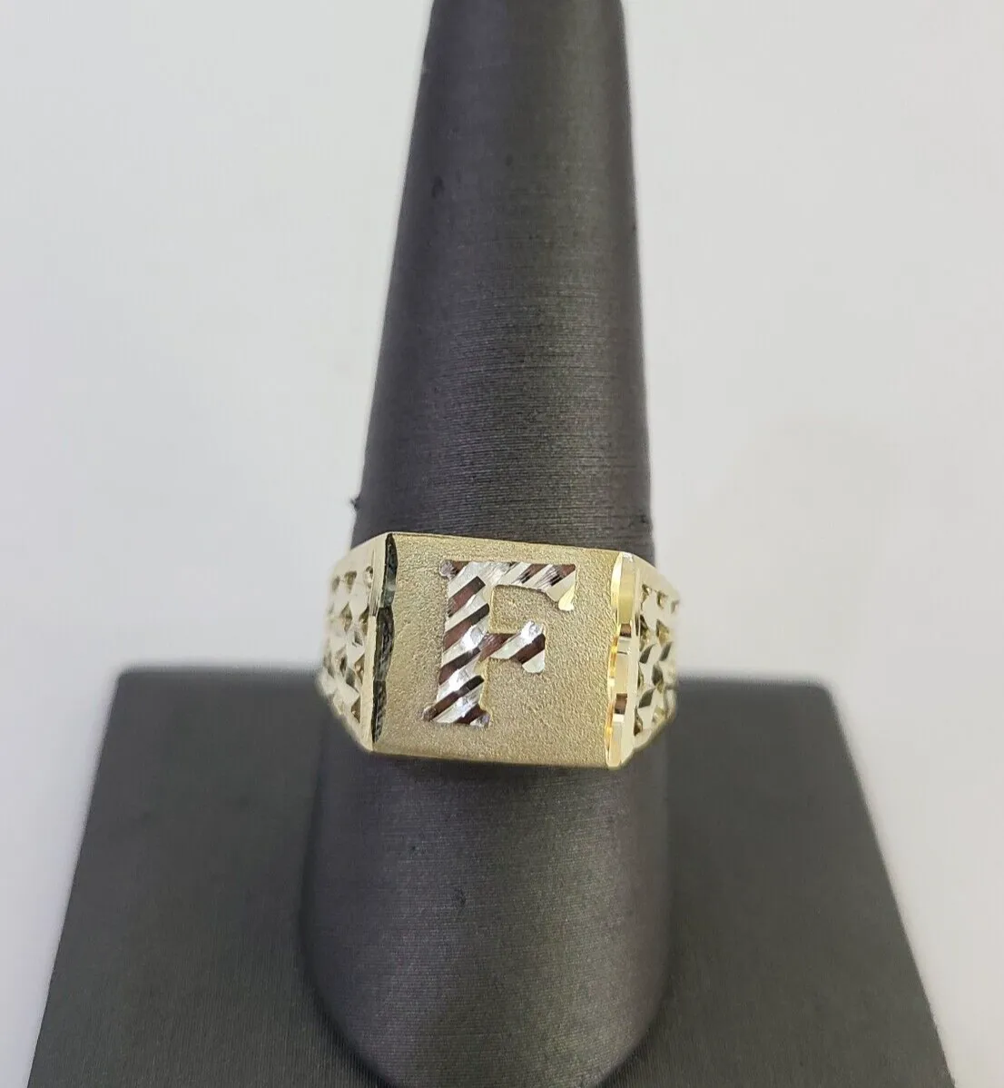 Real 10k Initial F Casual Ring Alphabet Yellow Gold 10kt Genuine