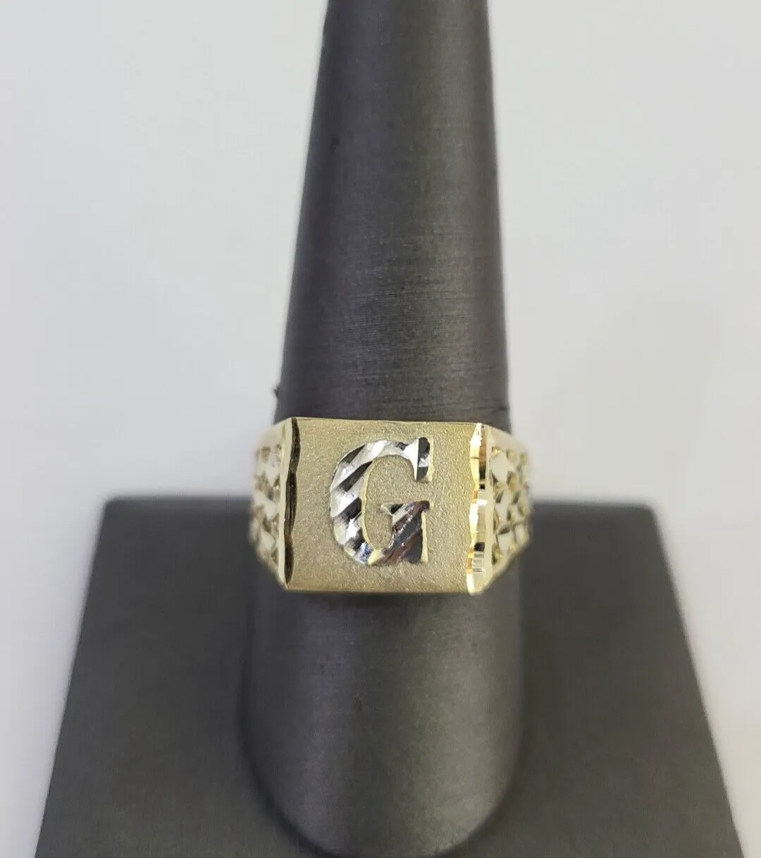 Real 10k Initial G Casual Ring Alphabet Yellow Gold 10kt Genuine