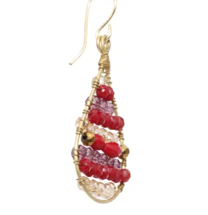 Red and Gold Delica Beaded Earrings