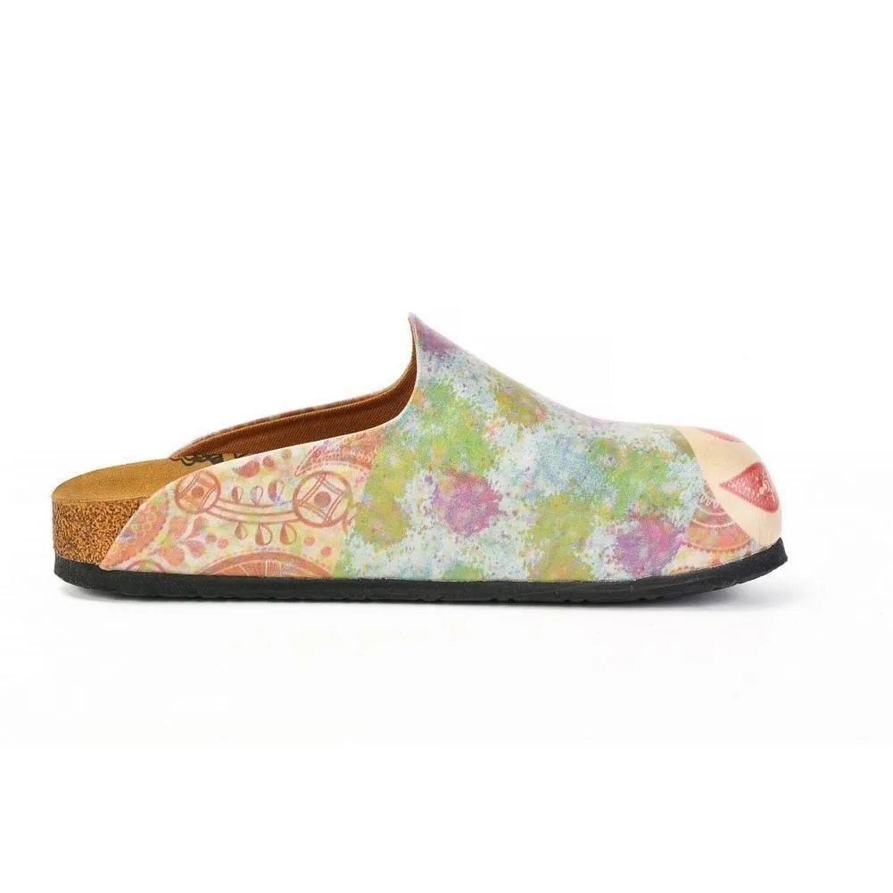 Red Geometric Patterned and Colored Watercolor and Red Water Drops Patterned Clogs - CAL1405