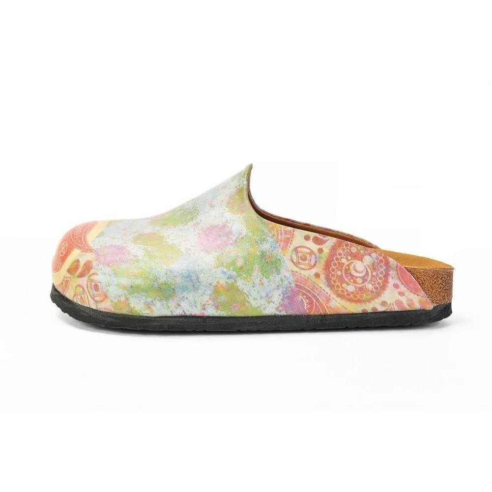 Red Geometric Patterned and Colored Watercolor and Red Water Drops Patterned Clogs - CAL1405