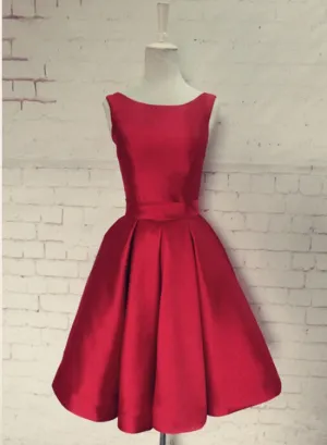 Red Homecoming Dress with Bow, Lovely Party Dresses, Formal Dresses
