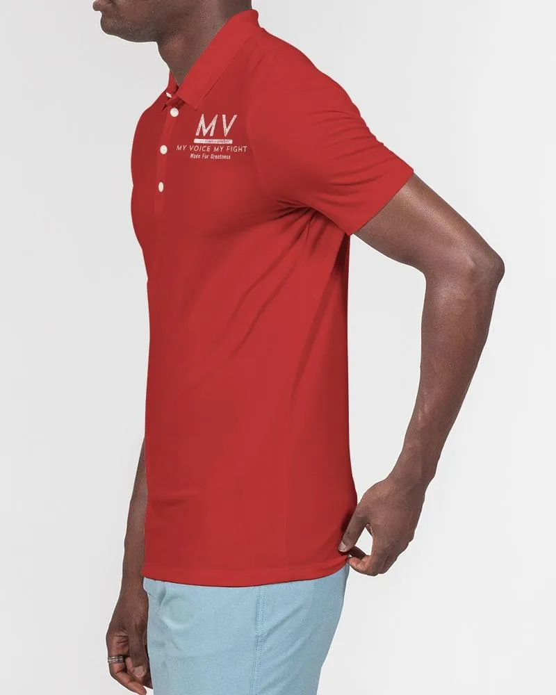 Red MVM Fight Slim Fit Short Sleeve Polo